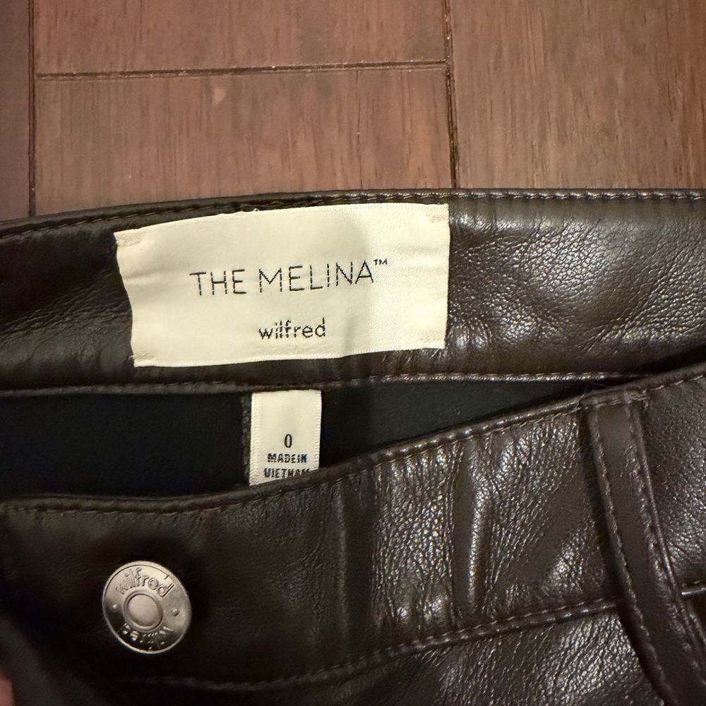 Aritzia Melina Low Rise Faux Leather Flare Pants - Dark Brown - Picture 4 of 4